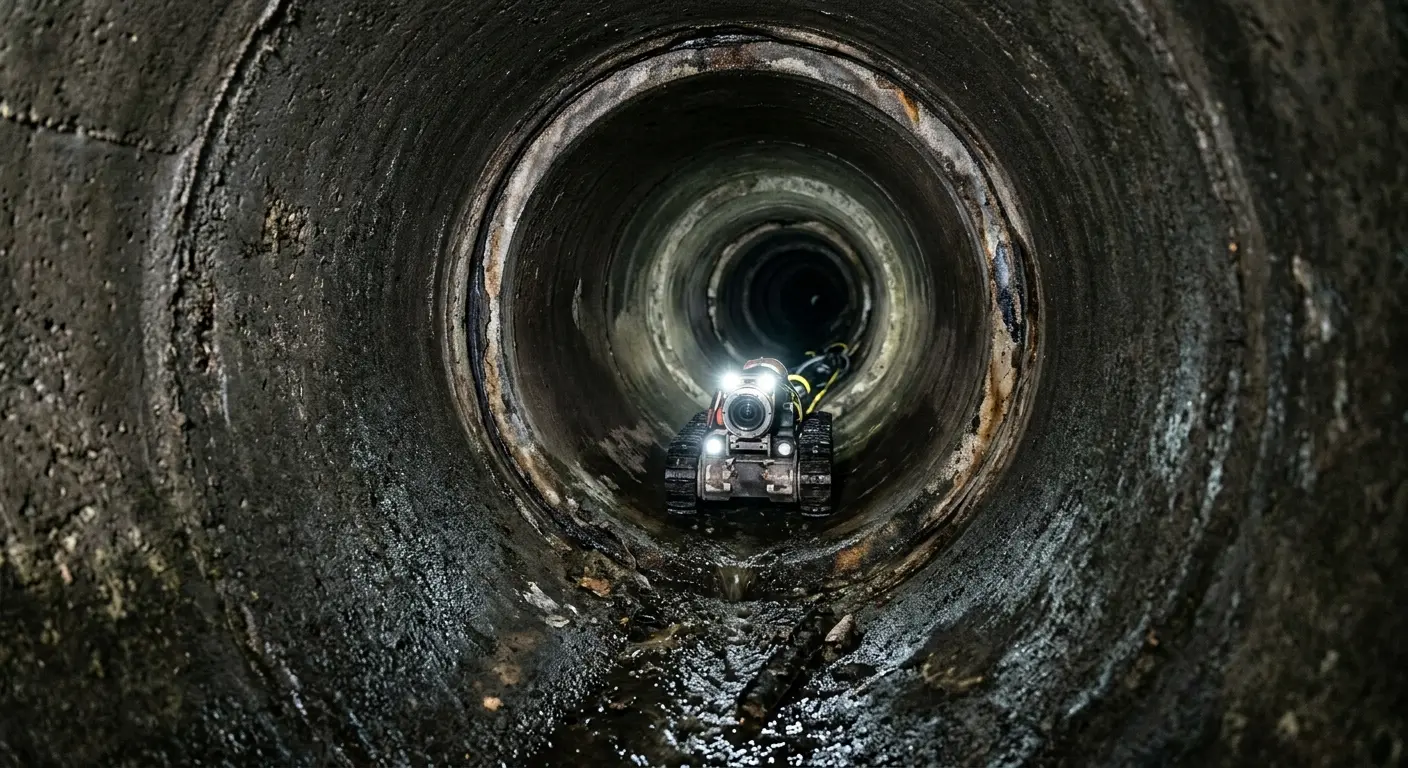 Robotic sewer camera inspecting pipe interior for Drain Snake Service in Four Corners